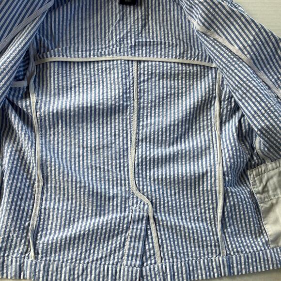 SEERSUCKER JACKET BOYS 4 BLUE AND WHITE SHRIPE CLASSIC - Picture 3 of 16